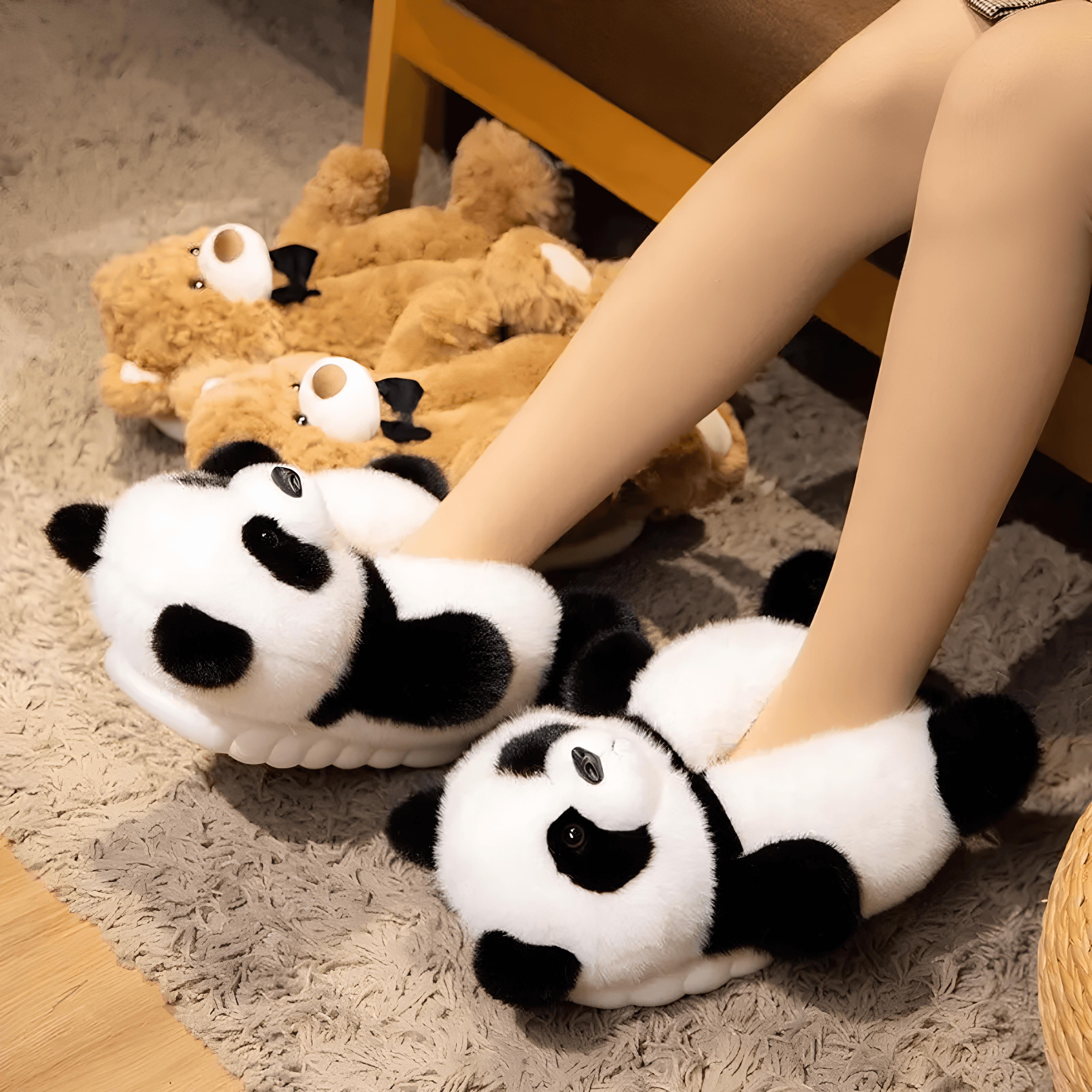 Pantufa Feminina de Algodão Panda