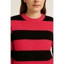 Suéter Feminino Tricot Preto e Rosa