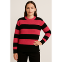 Suéter Feminino Tricot Preto e Rosa