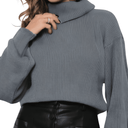 Suéter Feminino Tricot Cinza Manga Longa
