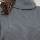 Suéter Feminino Tricot Cinza Manga Longa