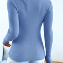 Suéter Feminino Gola Alta de Tricot Azul