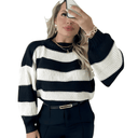 Suéter Feminino de Tricot Preto e Branco