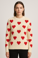 Suéter Feminino de Tricot Corações