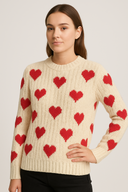 Suéter Feminino de Tricot Corações