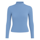 Suéter Feminino Gola Alta de Tricot Azul