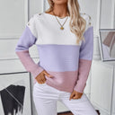 Suéter Feminino de Tricot Gola Redonda Listrado