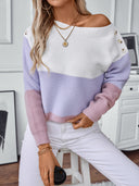 Suéter Feminino de Tricot Gola Redonda Listrado