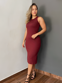 Vestido Midi Regata Marsala