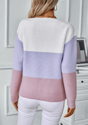 Suéter Feminino de Tricot Gola Redonda Listrado