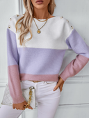 Suéter Feminino de Tricot Gola Redonda Listrado